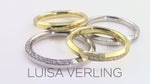 Triple Slender Angled Gold & Diamond Geometric Ring in Platinum