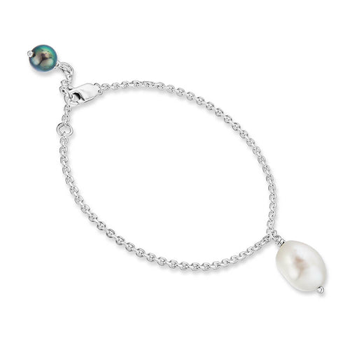 White Pearl Sun Bracelet in Sterling Silver