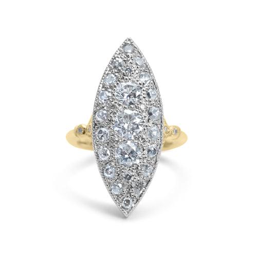 Marquise Cobblestone Cluster Ring in Yellow Gold