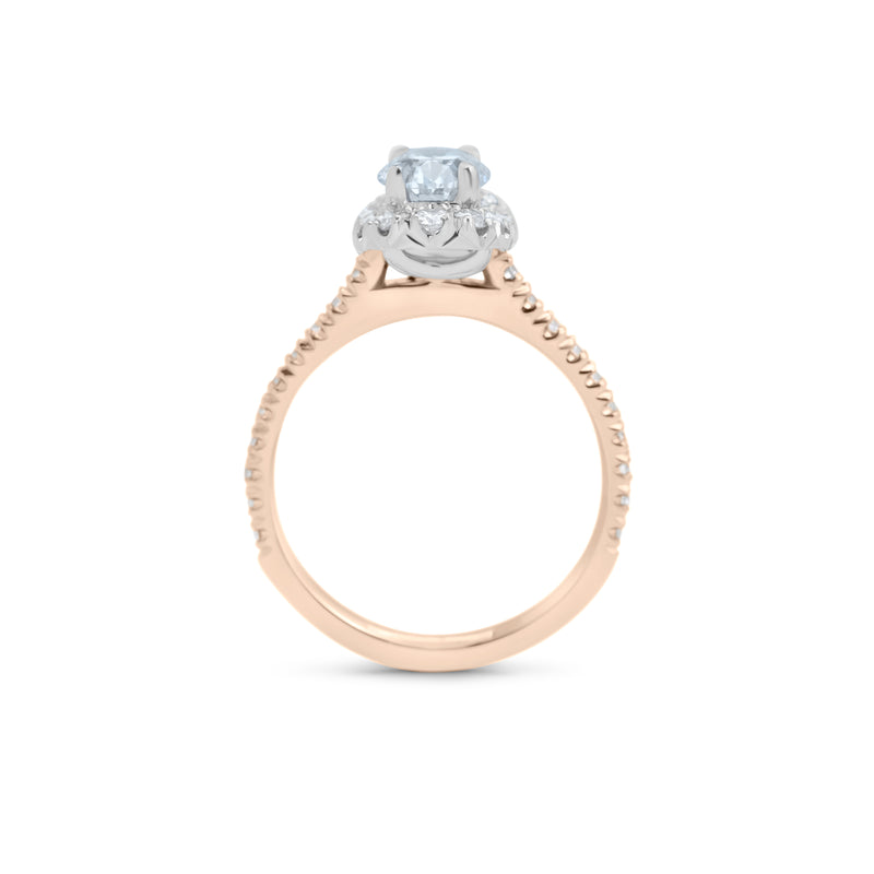 Oval Cut Ballerina Diamond Halo Engagement Ring in Rose Gold
