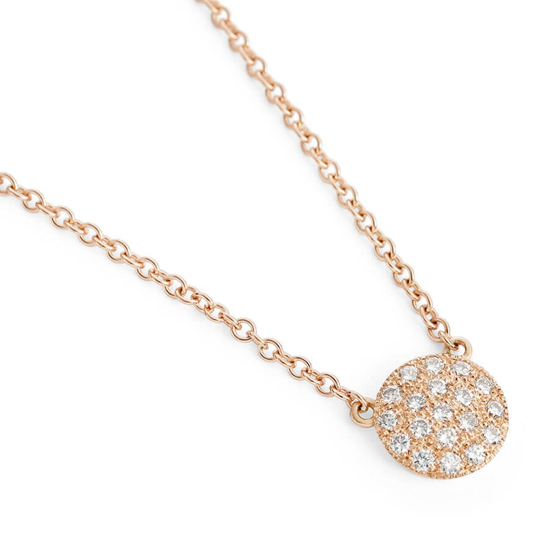Desert Diamond Disc Necklace in Rose Gold