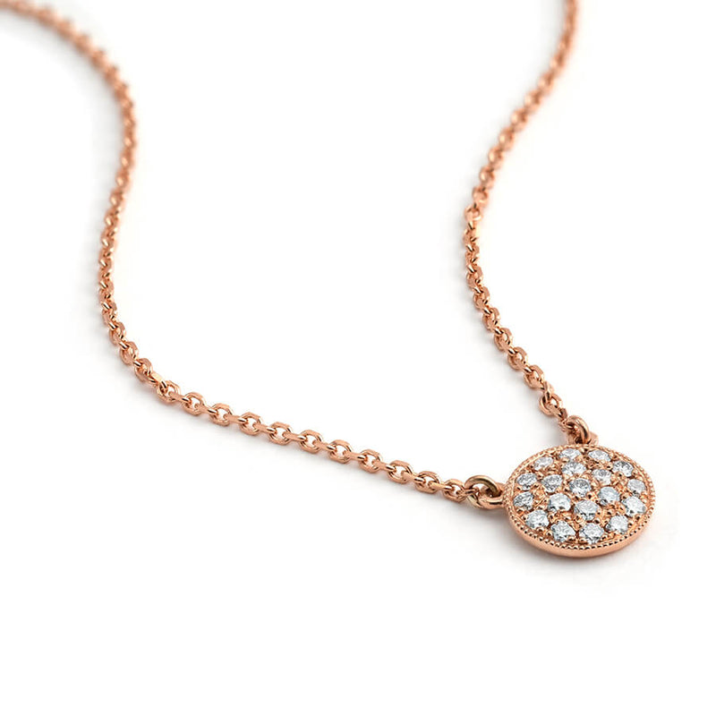 Desert Diamond Disc Necklace in Rose Gold