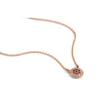 Sunset Peach Sapphire & Diamond Disc Necklace