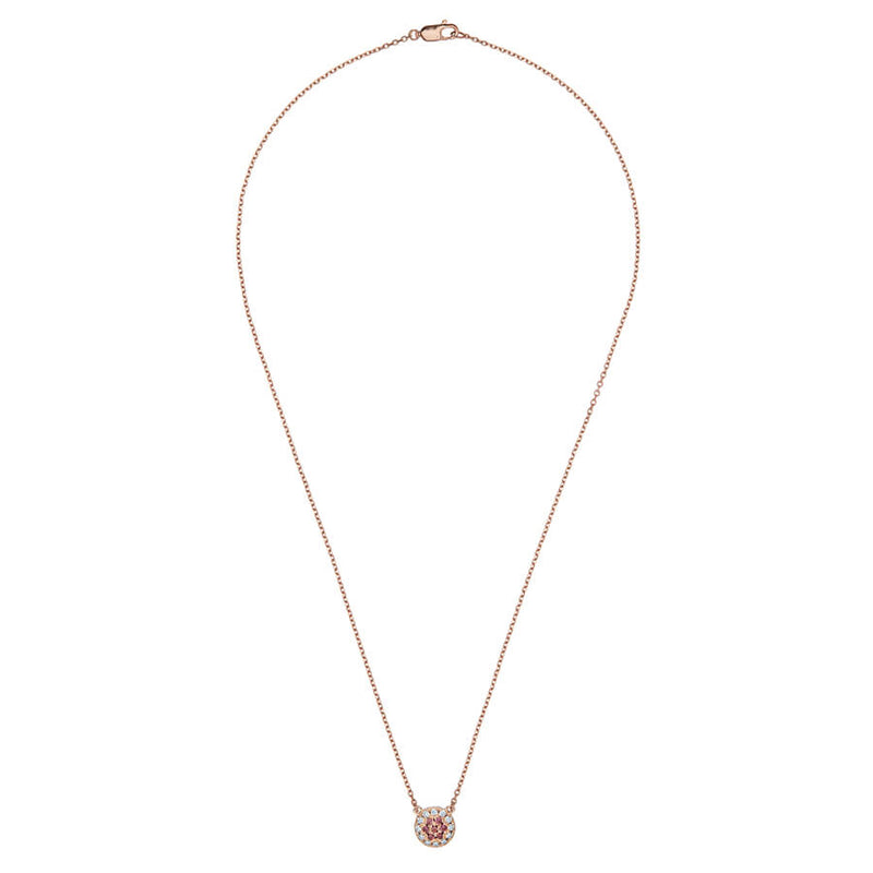 Sunset Peach Sapphire & Diamond Disc Necklace
