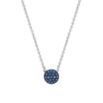 Ocean Blue Sapphire Disc Necklace