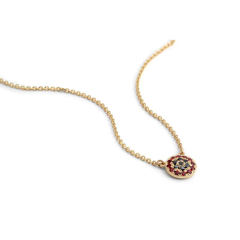 Poppy Disc Necklace featuring Rubies & Black Diamonds