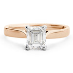 Emerald Cut Diamond Solitaire Engagement Ring in Rose Gold