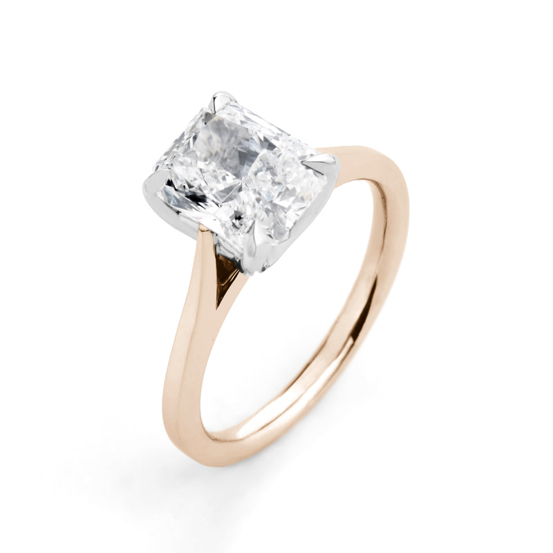 Radiant Cut Diamond Solitaire Engagement Ring in Rose Gold