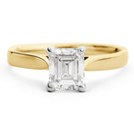Emerald Cut Diamond Solitaire Engagement Ring in Yellow Gold