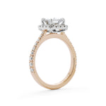 Cushion Cut Diamond Halo Engagement Ring in Rose Gold