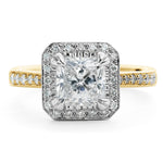 Angular Radiant Cut Diamond Engagement Ring in Yellow Gold