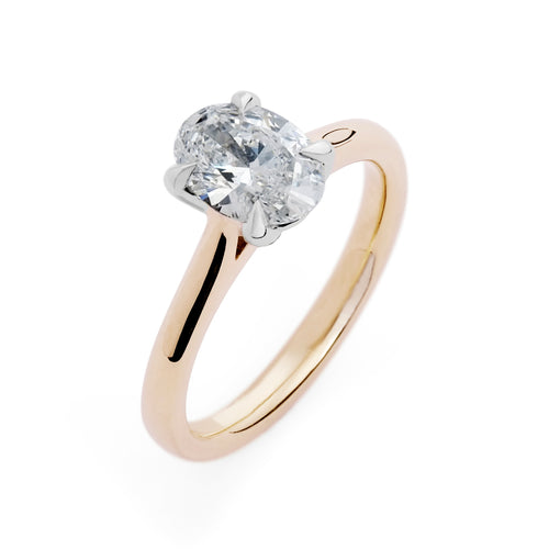 Oval Cut Solitaire Diamond Engagement Ring in Rose Gold