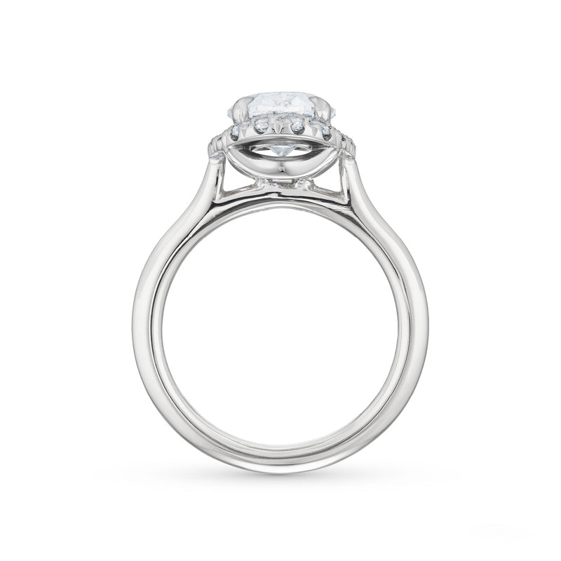 Large Oval Cut Ballerina Diamond Halo Engagement Ring in Platinum