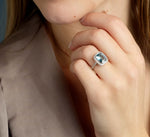 Aquamarine Cushion Cut Engagement Ring