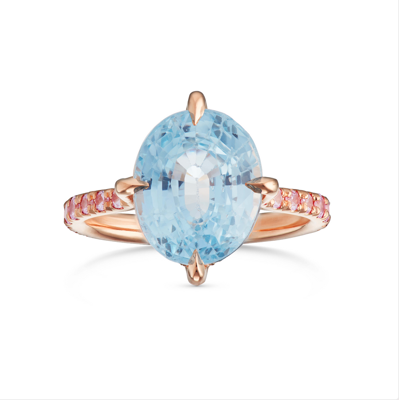 Aquamarine & Pink Sapphire Engagement Ring