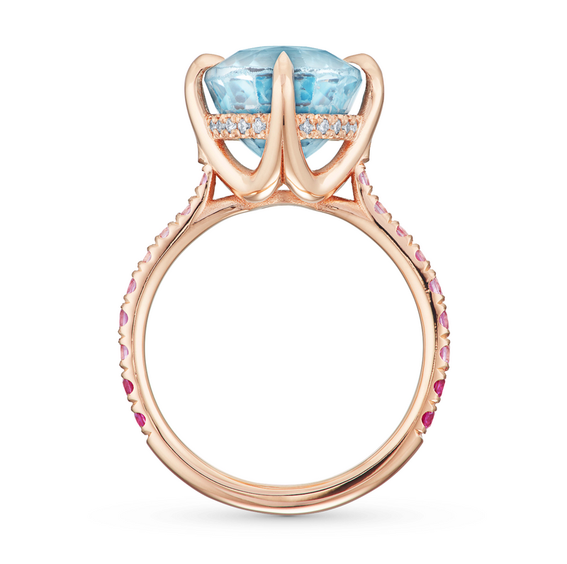 Aquamarine & Pink Sapphire Engagement Ring