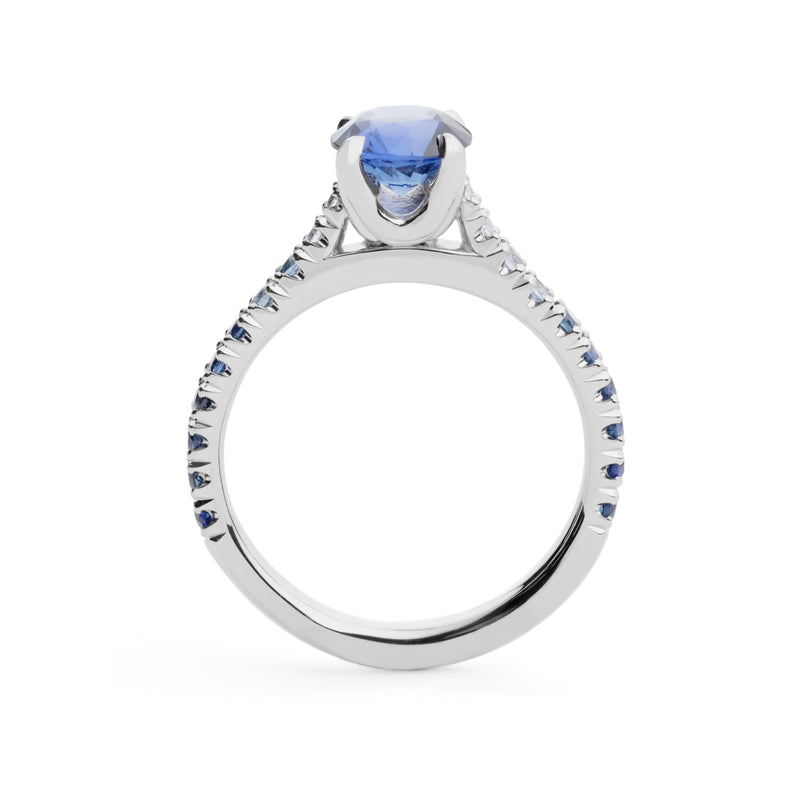 Blue Sapphire Baleyage Engagement Ring