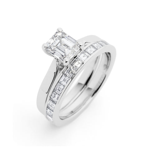 Emerald Cut Diamond Solitaire Engagement Ring in Platinum