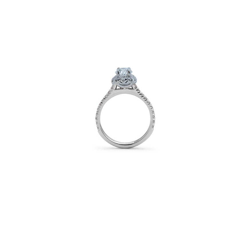 Oval Cut Ballerina Diamond Halo Engagement Ring in Platinum