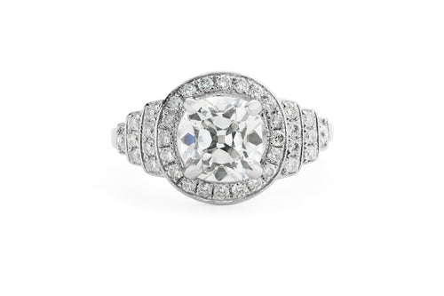 Antique Cushion Cut Art Deco Engagement Ring in Platinum