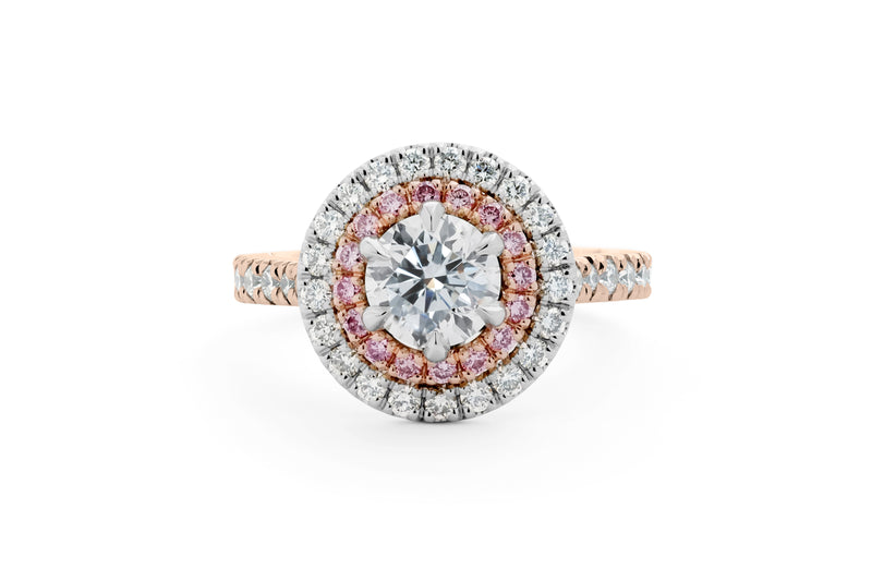 Round Pink Diamond Halo Ring