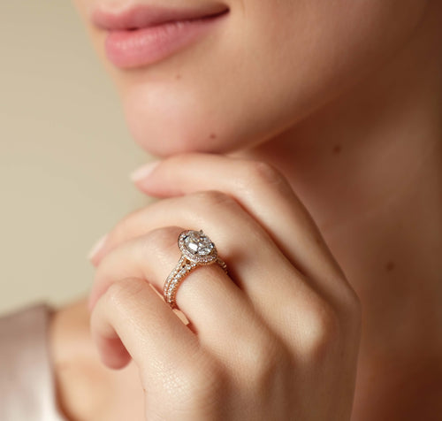 Claw Set Diamond Wedding Ring in Rose Gold