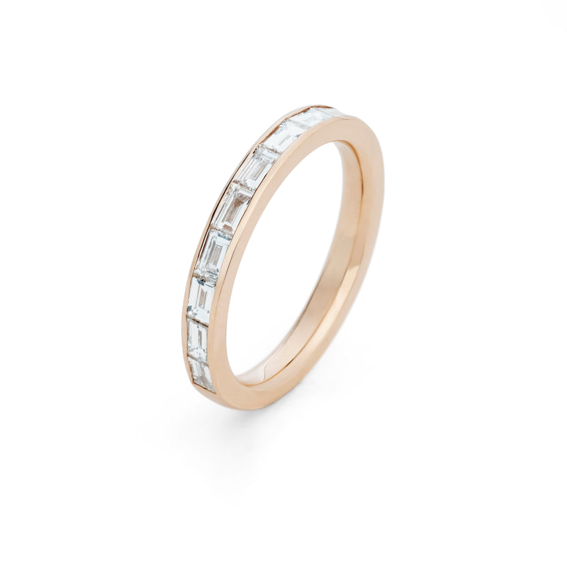 Baguette Cut Diamond Ring in Rose Gold