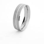 Contrasting Polished & Matt Finish Solid Platinum Men's Wedding Ring