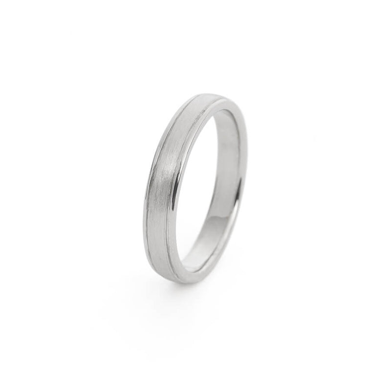 Double Ridged Solid Platinum Men's Wedding Ring
