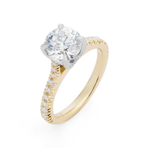 Brilliant Cut Solitaire Diamond Engagement Ring in Yellow Gold