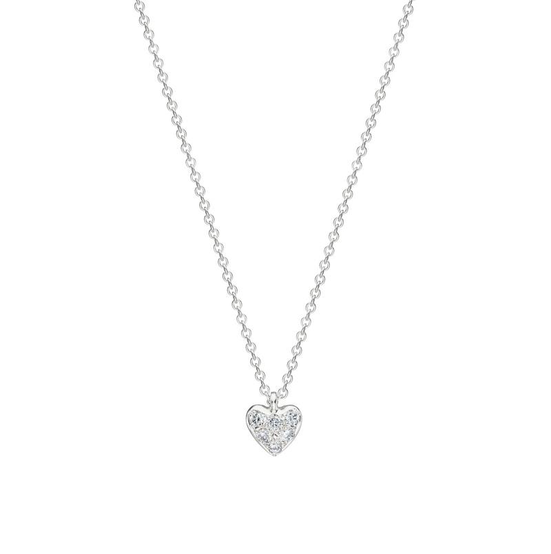 Diamond Heart Necklace in White Gold