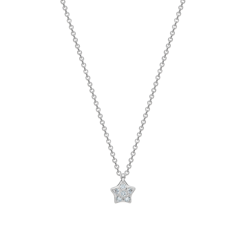 Diamond Star Necklace in White Gold