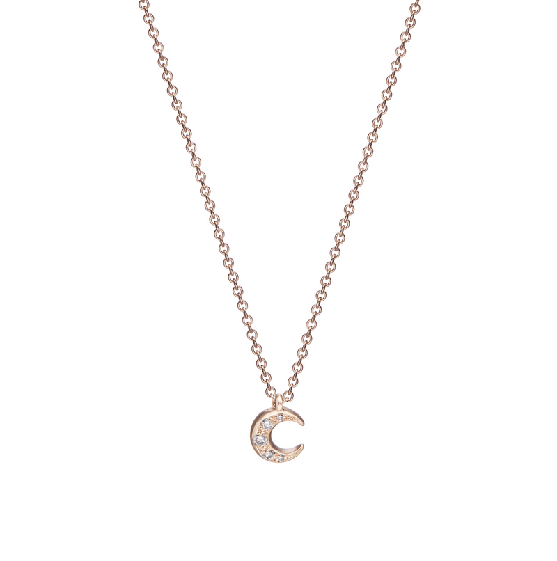 Diamond Moon Necklace in Rose Gold