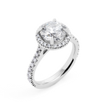 Large Halo Round Brilliant Cut Diamond Engagement Ring in Platinum