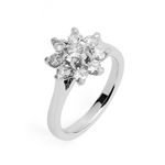 Daisy Cluster Diamond Engagement Ring in Platinum