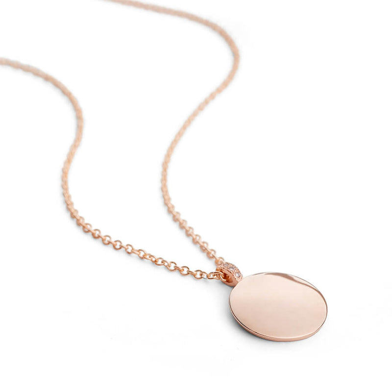 Solid Rose Gold Disc Necklace
