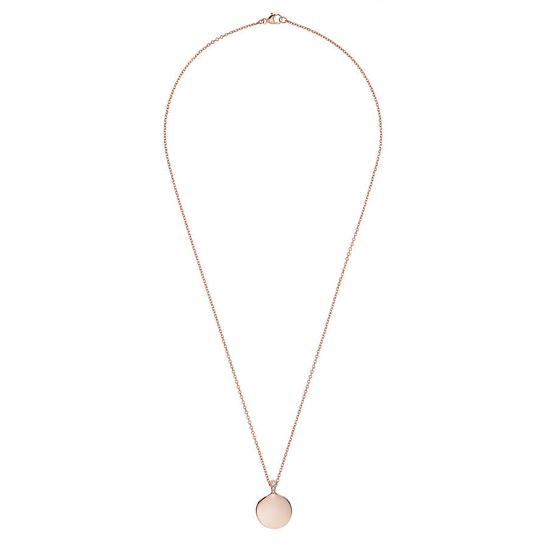 Solid Rose Gold Disc Necklace