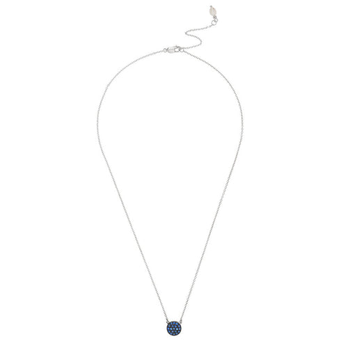 Ocean Blue Sapphire Disc Necklace