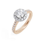 Petite Halo Round Brilliant Cut Diamond Engagement Ring in Rose Gold