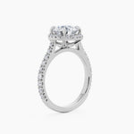 Large Halo Round Brilliant Cut Diamond Engagement Ring in Platinum