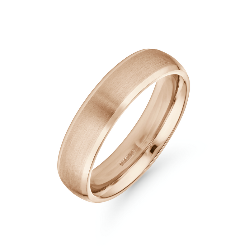 Classic Bevelled Solid Rose Gold Men's Wedding Ring