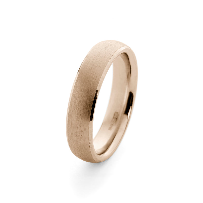 Classic Bevelled Solid Rose Gold Men's Wedding Ring