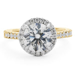 Large Halo Round Brilliant Cut Diamond Engagement Ring in Yellow Gold