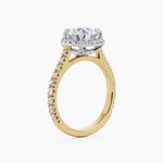 Large Halo Round Brilliant Cut Diamond Engagement Ring in Yellow Gold