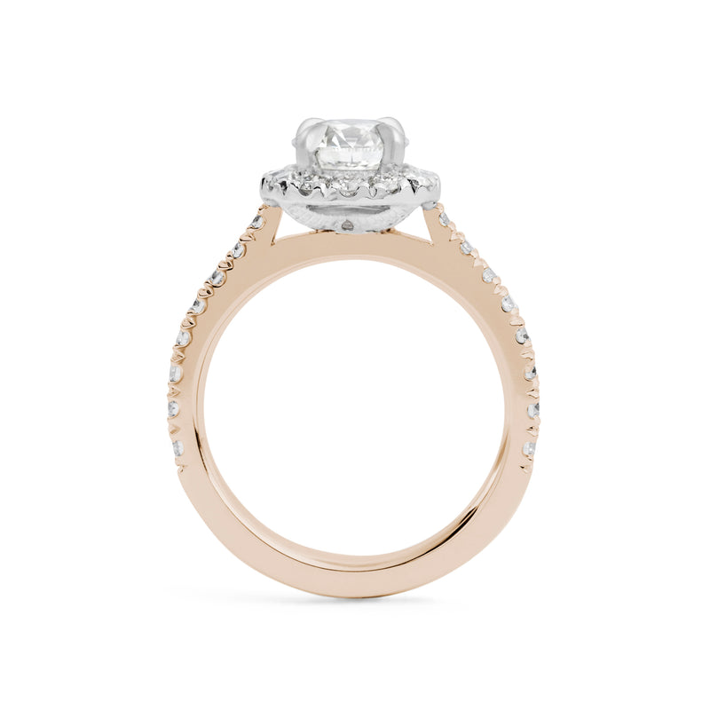 Oval Cut Diamond Halo Engagement Ring in Rose Gold