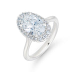 Large Oval Cut Ballerina Diamond Halo Engagement Ring in Platinum