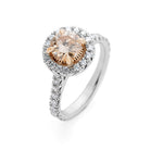 Champagne Diamond Halo Engagement Ring