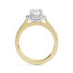 Oval Cut Diamond Halo Engagement Ring in Yellow Gold