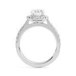 Petite Halo Round Brilliant Cut Diamond Engagement Ring in Platinum