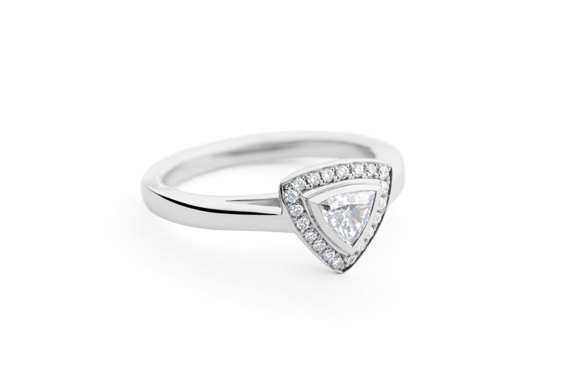 Triangular Trillion Cut Diamond Engagement Ring in Platinum